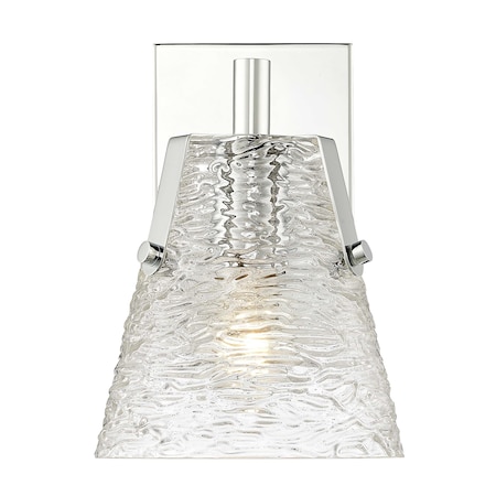 Z-Lite Analia Wall Sconce, 1-Light, 6.5 In.W x 7.5 In.L x 9.25 In.H, Chrome/Clear Ribbed 1101-1S-CH